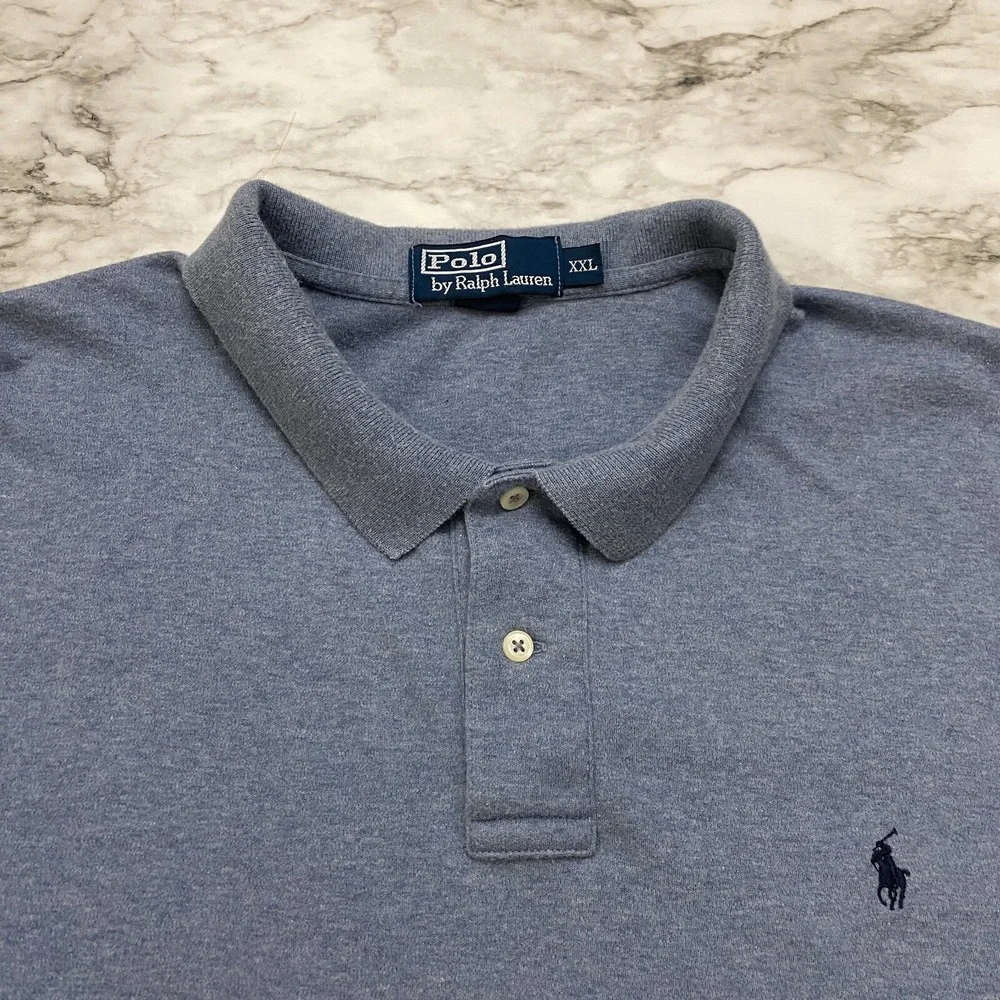 Polo By Ralph Lauren Mens Polo Shirt Size 2XL Blue Gray Short Sleeve Emb Logo